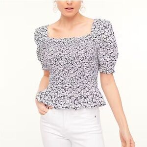 J.Crew Ditsy Daisy Smocked Peplum Top Size Medium